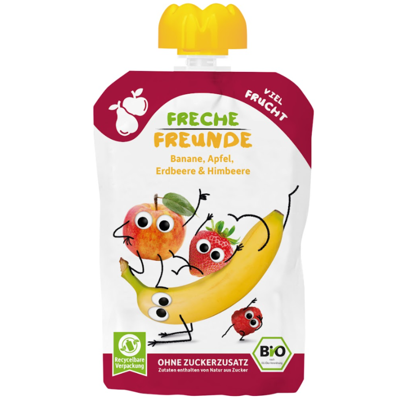 Freche Freunde Bio Gourde Banane Pomme Framboise 100g