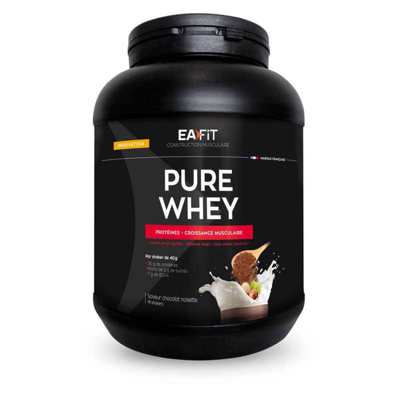 Pure Whey Protéines Croissance Musculaire Chocolat Noisette 750g