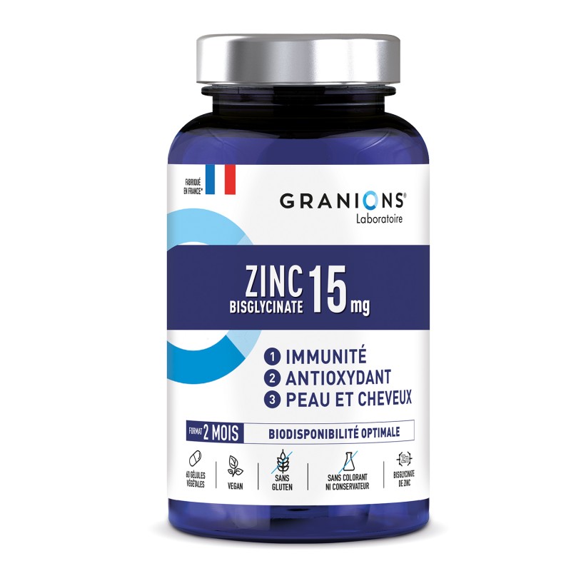 Zinc 15mg Immunité Antioxydant Peau et Cheveux x60
