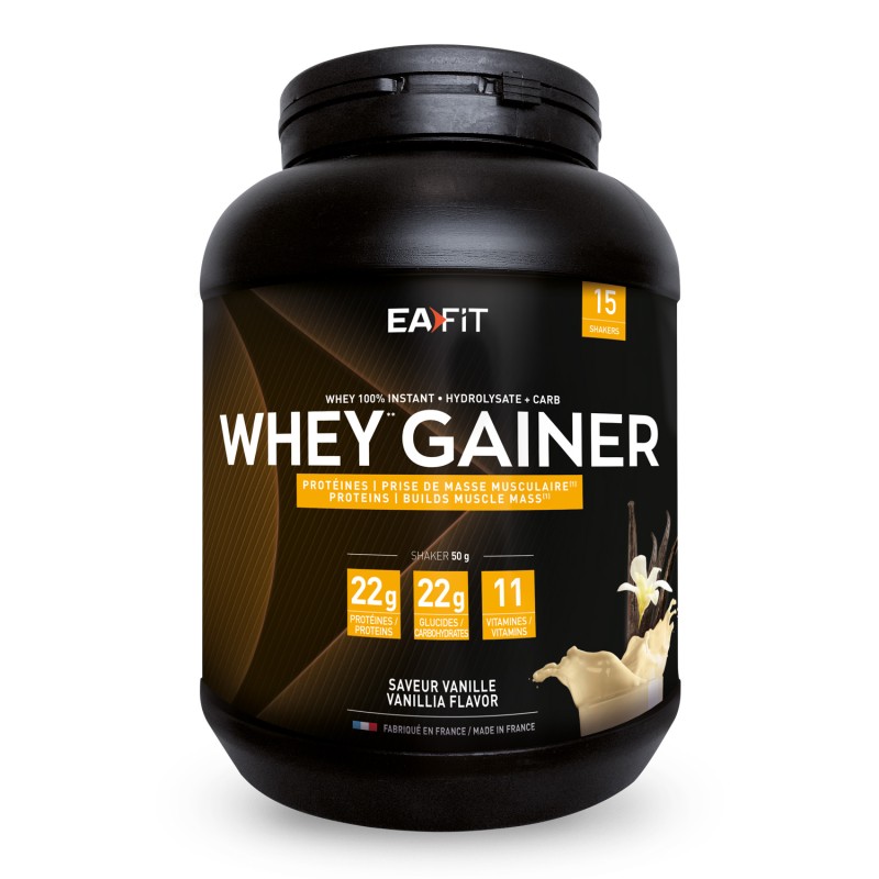 Whey Gainer Protéines Prise de Masse Musculaire Vanille 750g