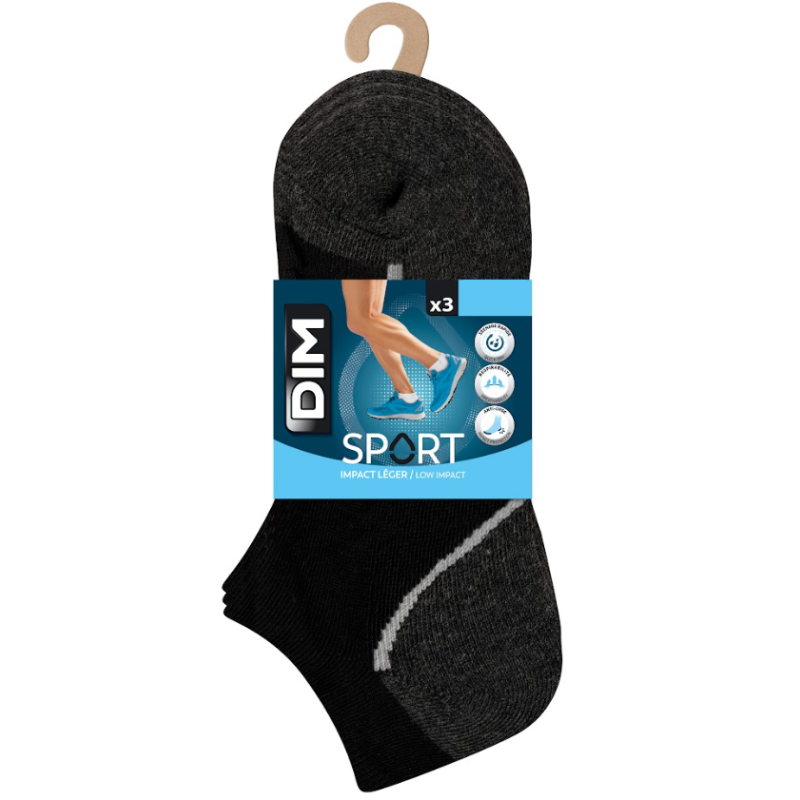 Socquette Courte Impact Leger Noir T39/42 x3