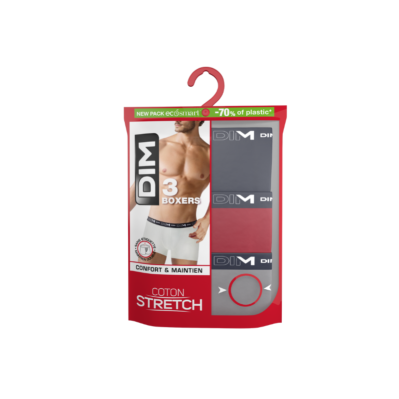 Boxer Homme Stretch Bleu/Rouge/Acier T3 x3