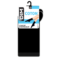 Mi-Chaussette Coton Noir T39/42 x2