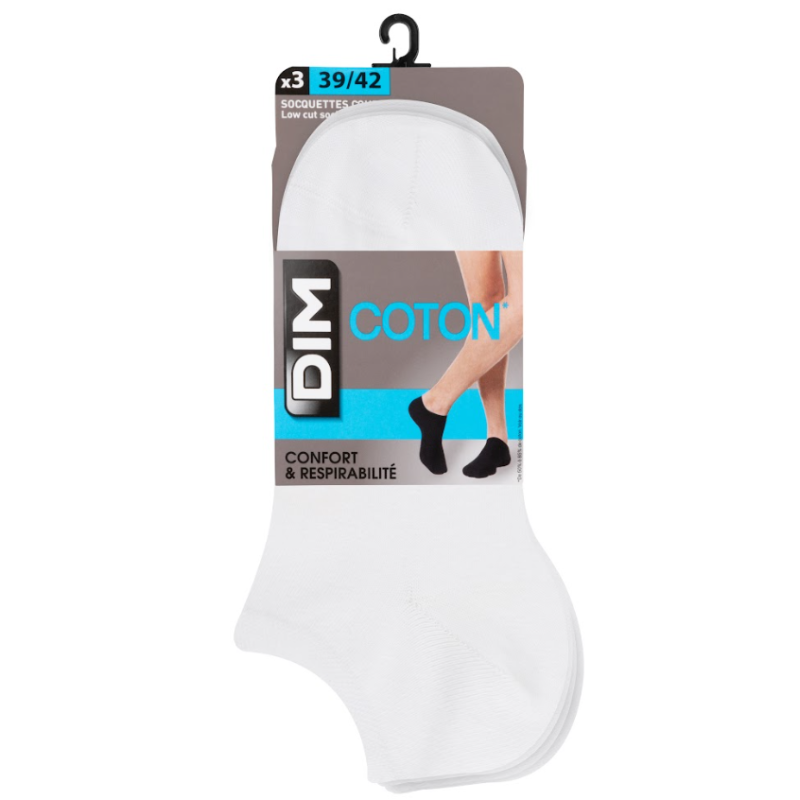 Socquette Courte Coton Blanc T39/42 x3