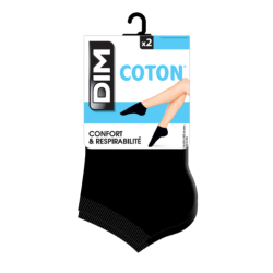 Socquette Courte Coton Noir 39/42 x2
