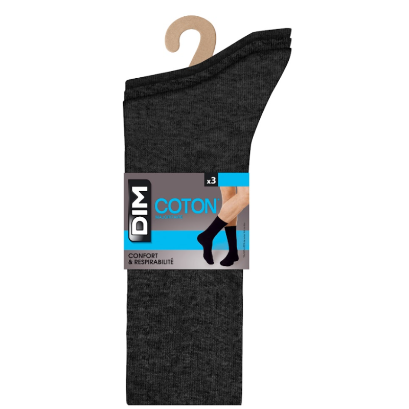 Mi-Chaussette Coton Anthracite Chiné T39/42 x3