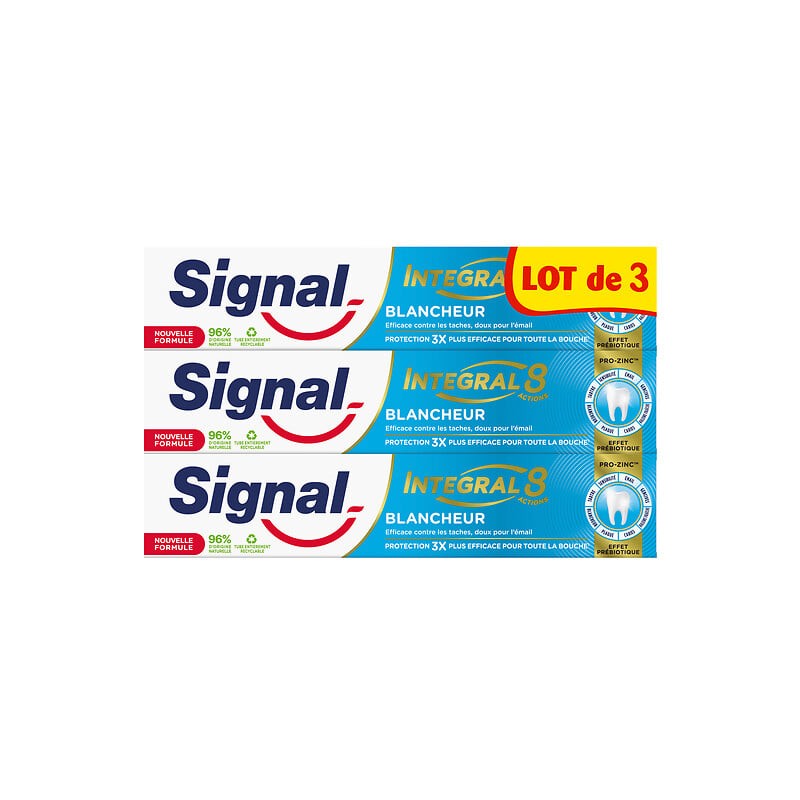 Dentifrice integral 8 blancheur effet prébiotique 3x75ml