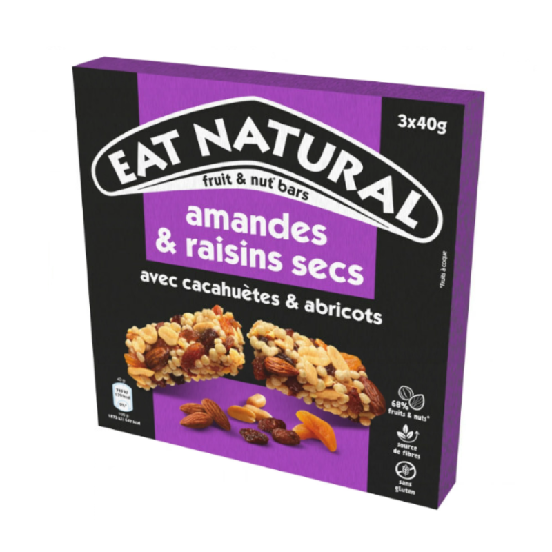 Barre sans Gluten abricots amandes et raisins secs 3x40g