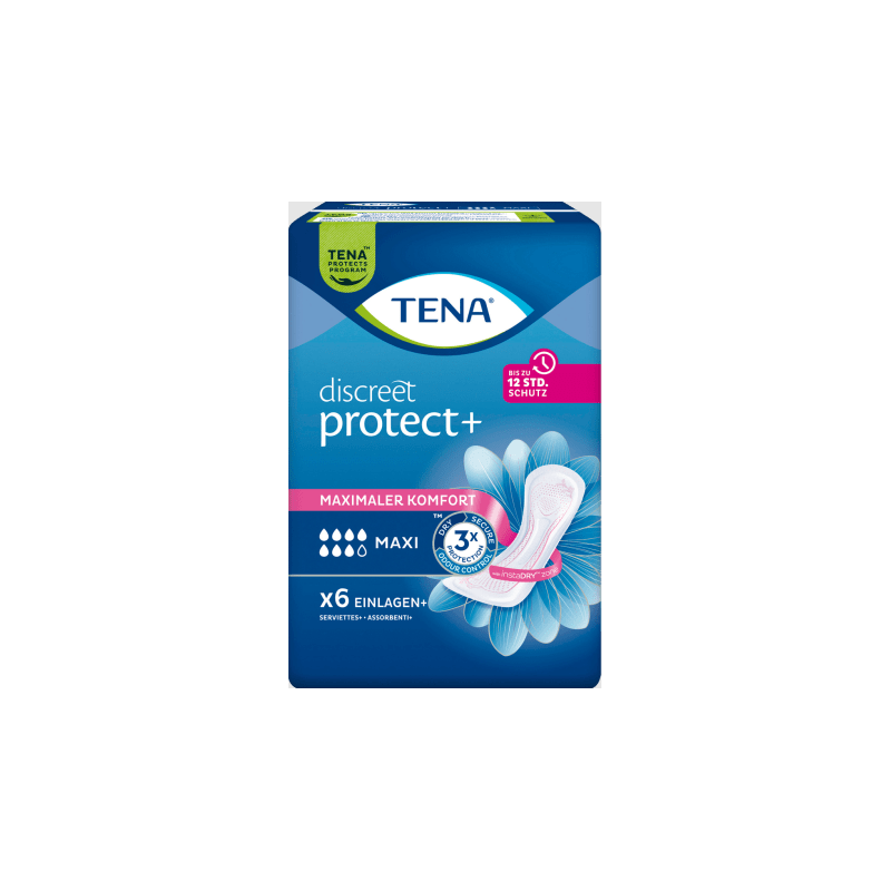 Serviettes incontinence discreet protect+ maxi x6