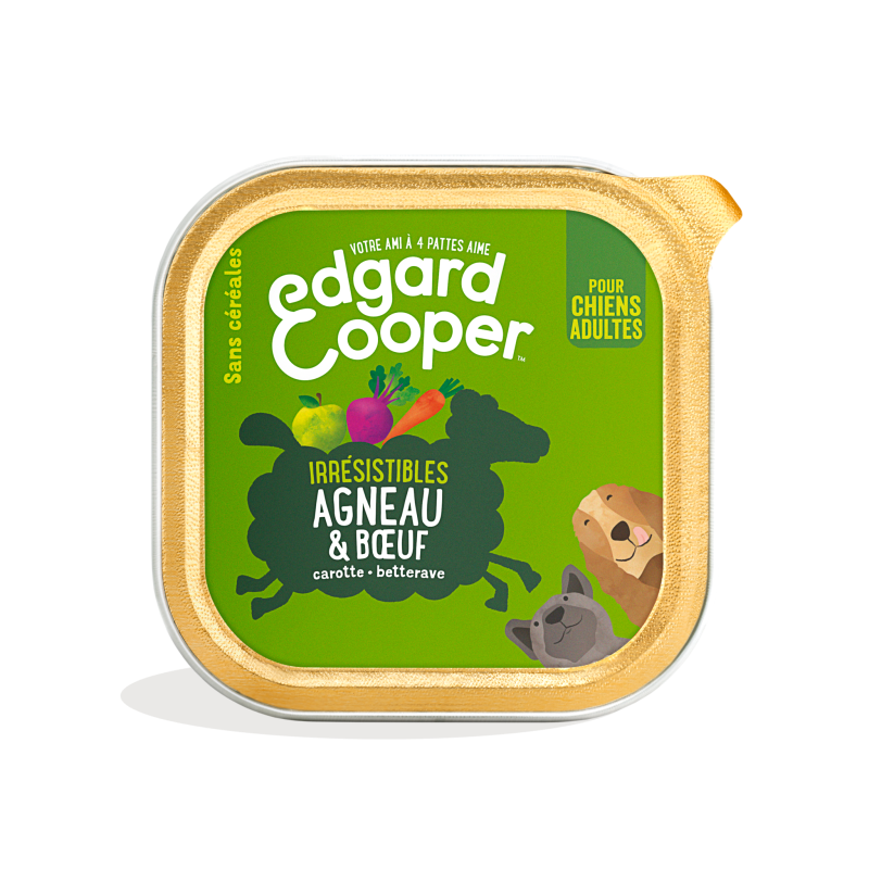 Pâté agneau boeuf et légumes pour chiens adultes 100g