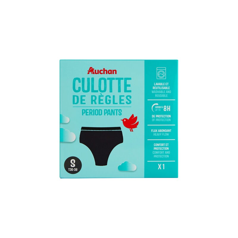Culotte de règles flux abondant taille S 36-38 noir x1