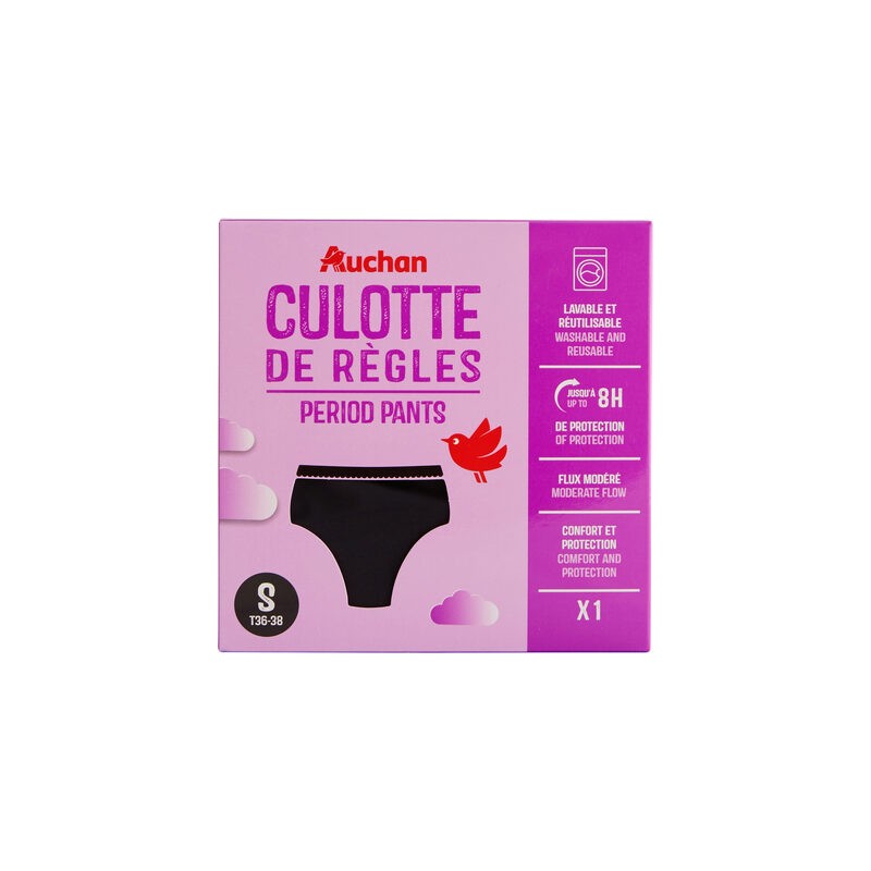 Culotte de règles flux modéré taille S 36-38 noir x1
