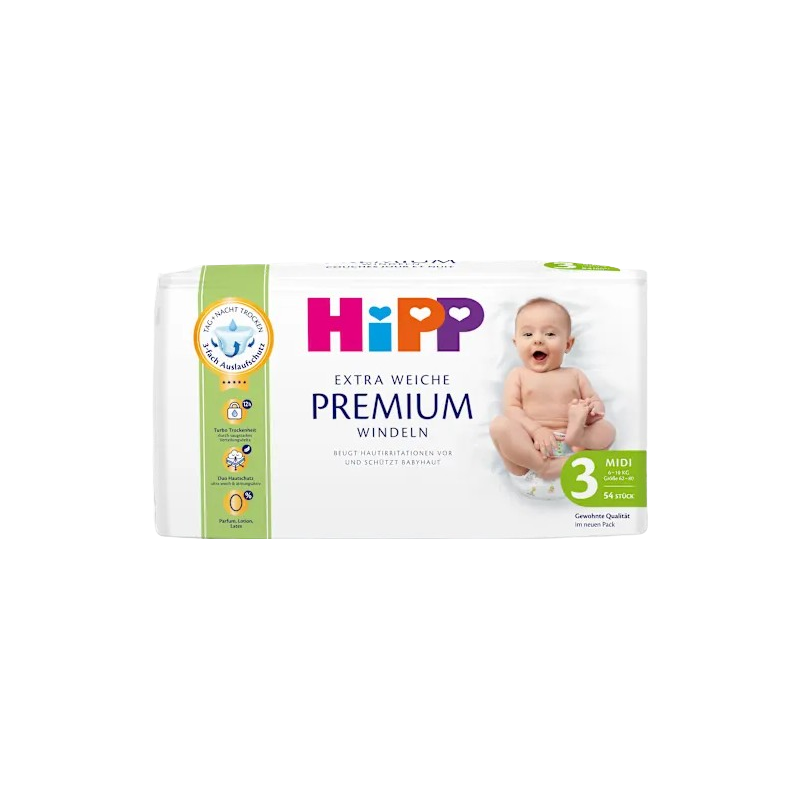 Couches premium midi taille 3 6-10kg x54