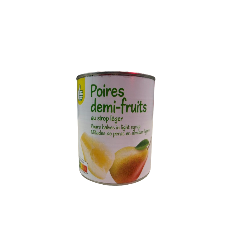 Poires demi-fruits au sirop léger 825g