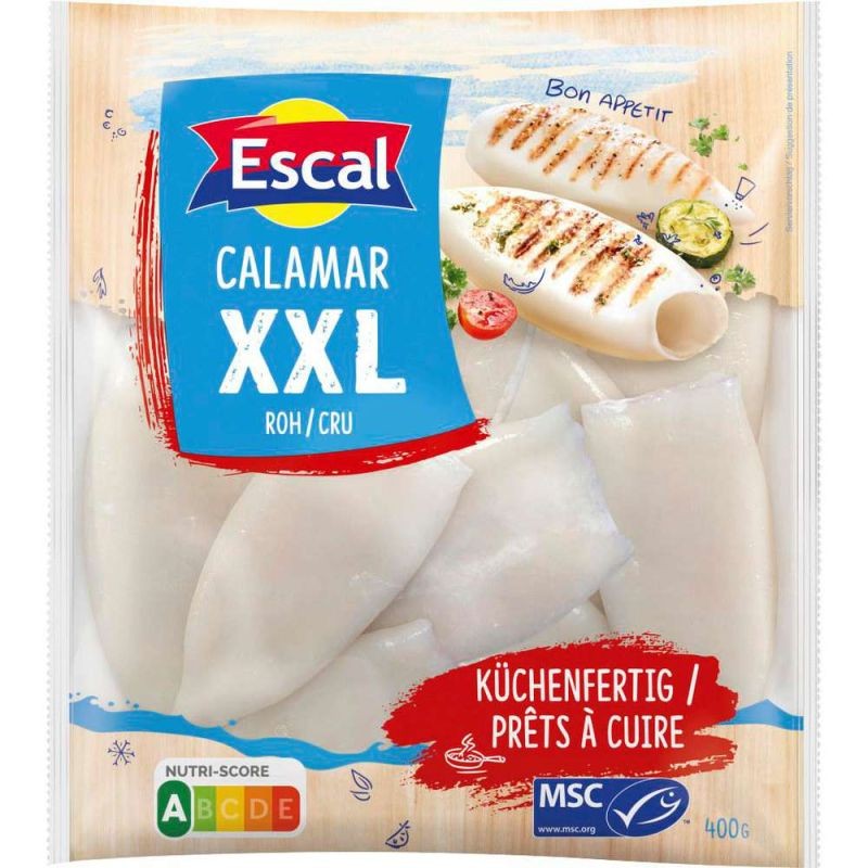Tubes de calamars XXL crus MSC 400g