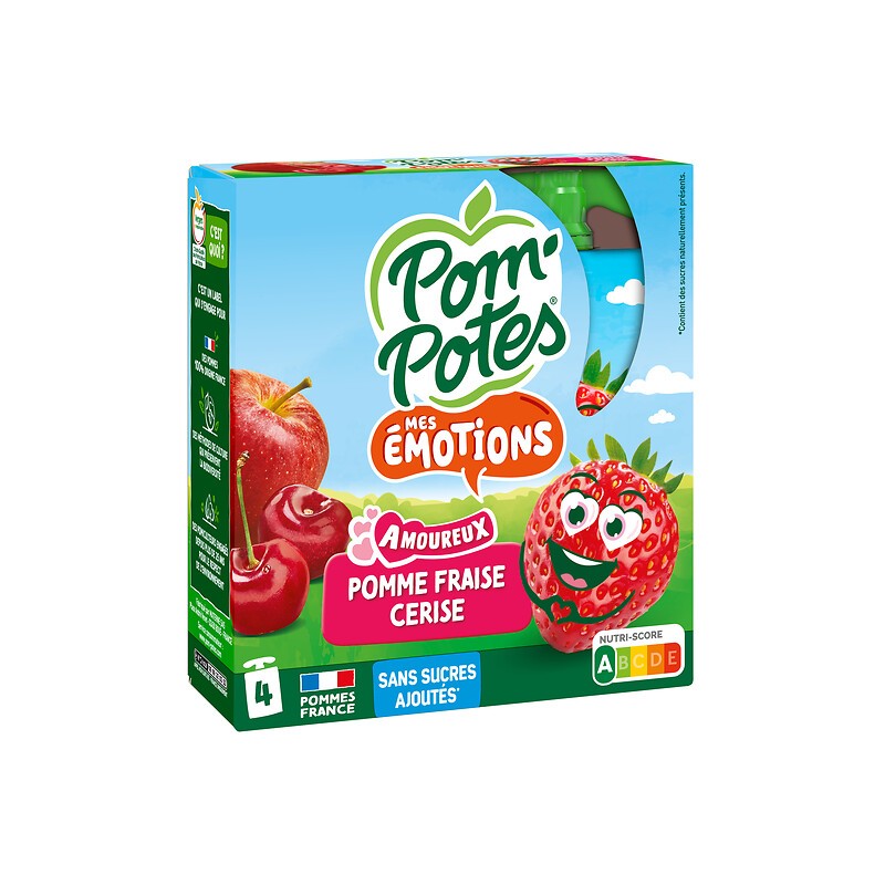 Gourdes compote de pomme fraise cerise sans sucres ajoutés 4x90g
