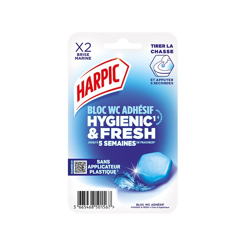 Bloc WC adhésif frais et hygiénique brise marine x2