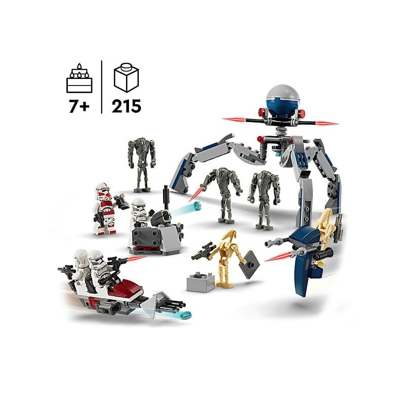 Star Wars pack de combat des clones troopers et droïdes de combat 75372