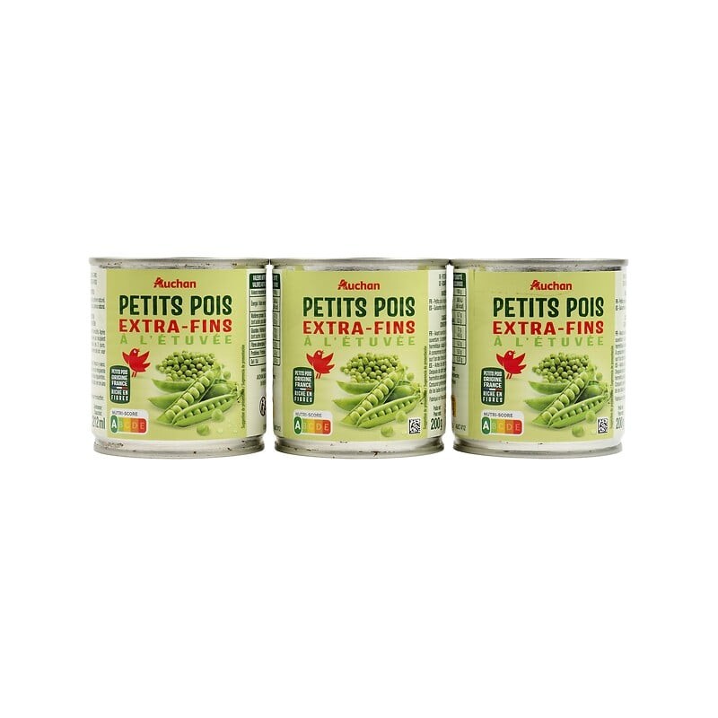 Petits pois à l'étuvée extra-fins 3x140g