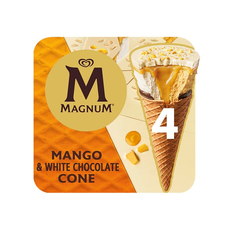 Cônes mangue et chocolat blanc x4 260g