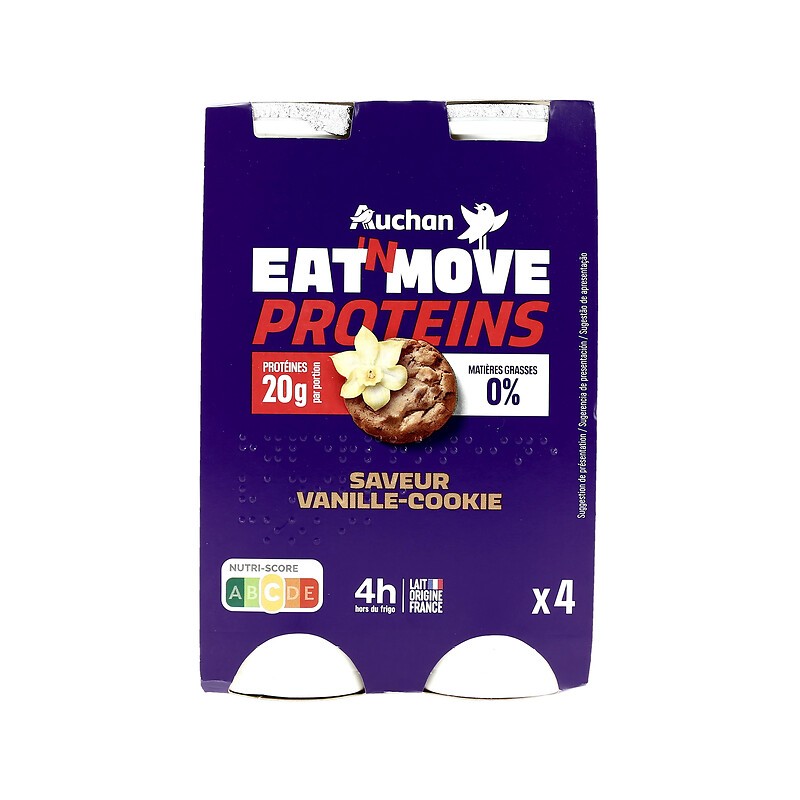 Yaourt à boire protéines 20g saveur vanille-cookie 0%MG 4x190g