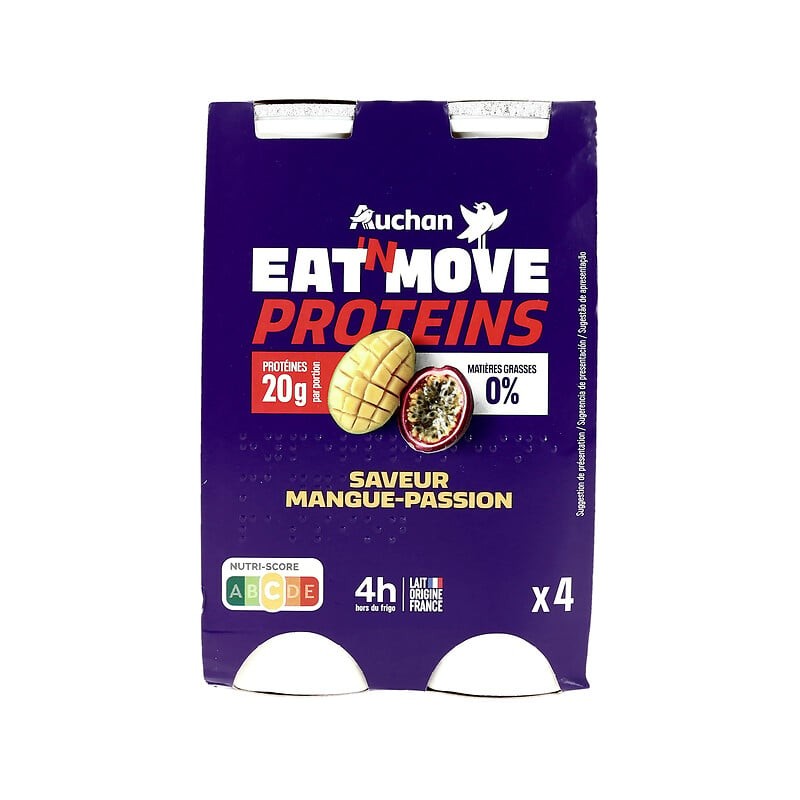 Yaourt à boire protéines 20g saveur mangue-passion 0%MG 4x190g