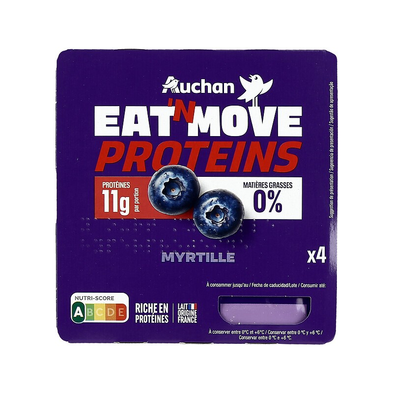 Yaourt protéines 11g saveur myrtille 0%MG 4x120g