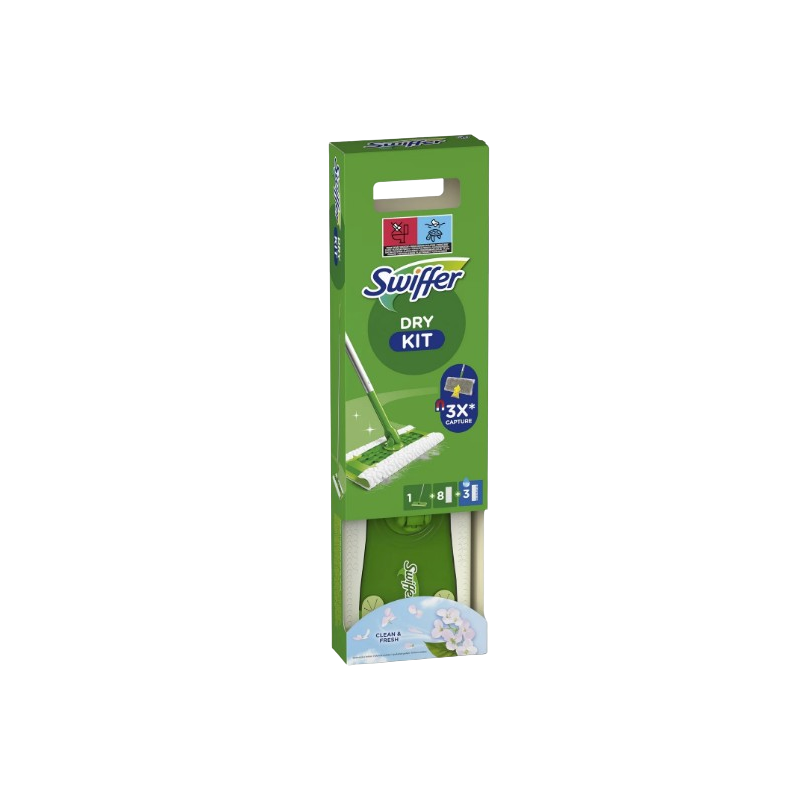 Kit balai attrape-poussière + lingettes sèches et humides