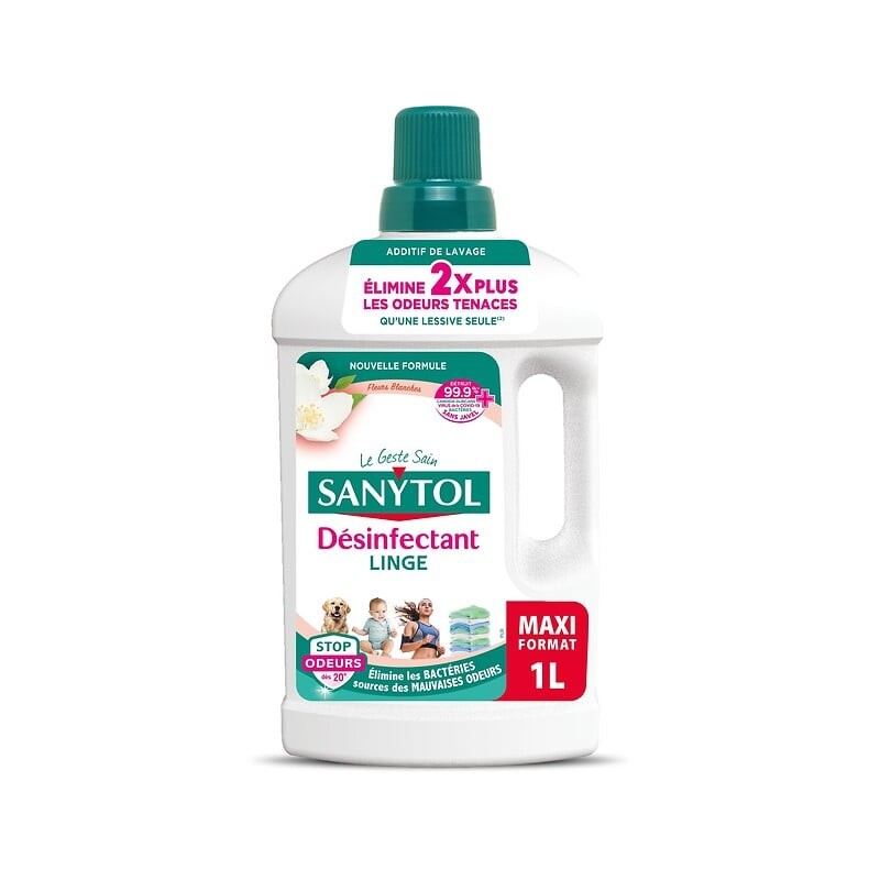 Désinfectant linge liquide fleurs blanches 1l