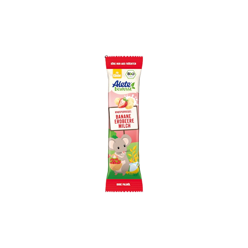Barre fruitée banane fraise lait bio sans huile de palme dès 3 ans 25g