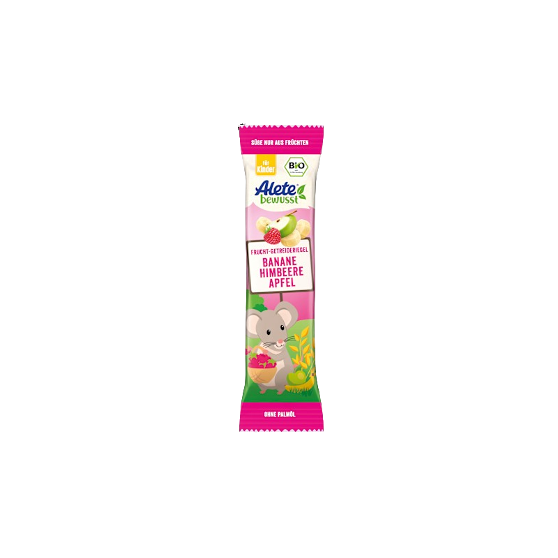 Barre de fruits banane pomme framboise bio sans huile de palme dès 3 ans 25g
