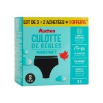 Culotte de règles flux abondant taille S 36-38 noir x3