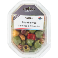 Trio d'olives Marinées & Piquantes 130g