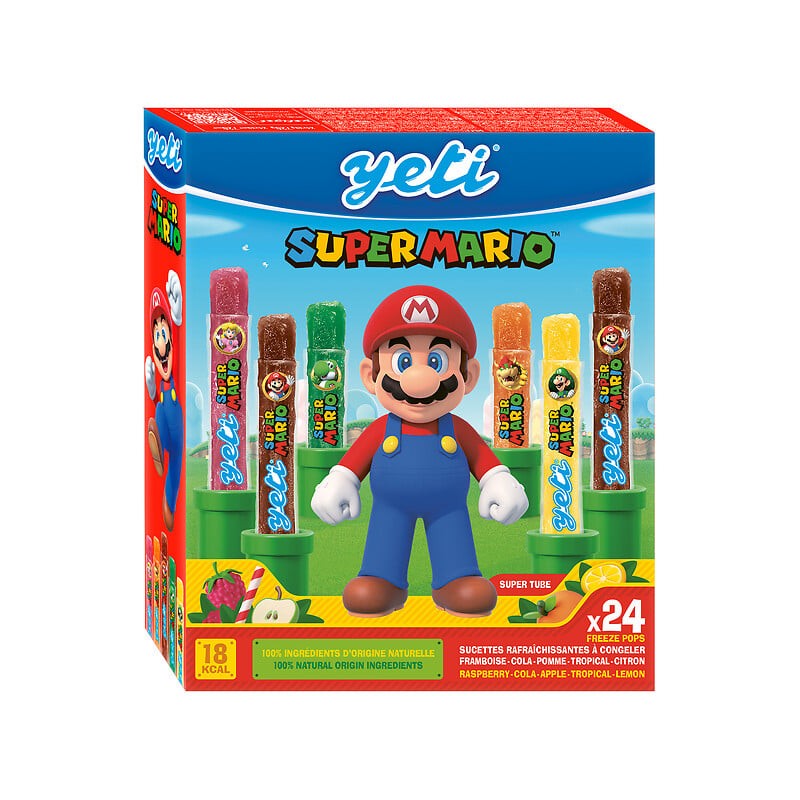 Sucettes rafraîchissantes à congeler Super Mario x24 720g