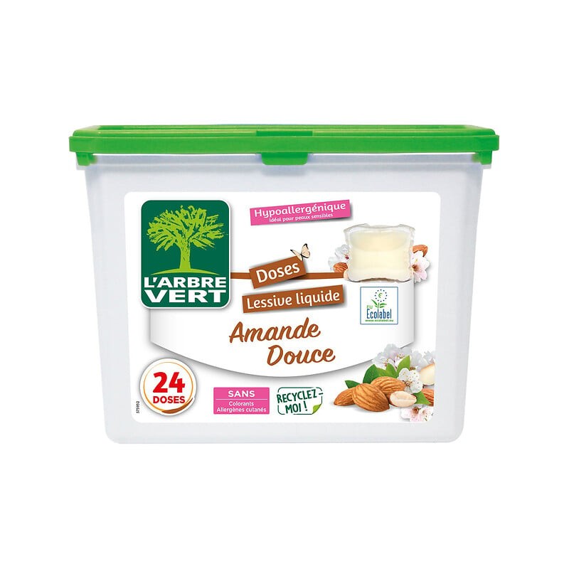 Pods de lessive liquide amande douce hypoallergénique x24