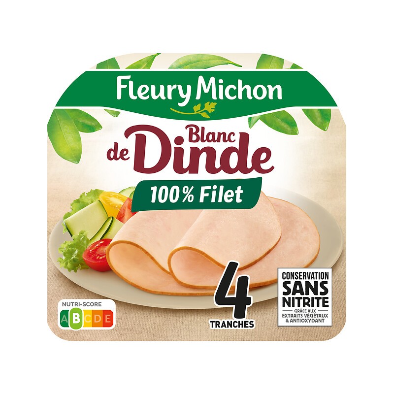 Blanc de dinde 100% filet sans nitrite x4 130g