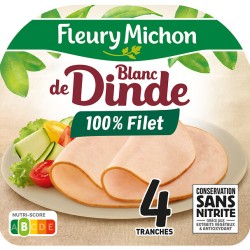 Blanc de dinde 100% filet sans nitrite x4 130g