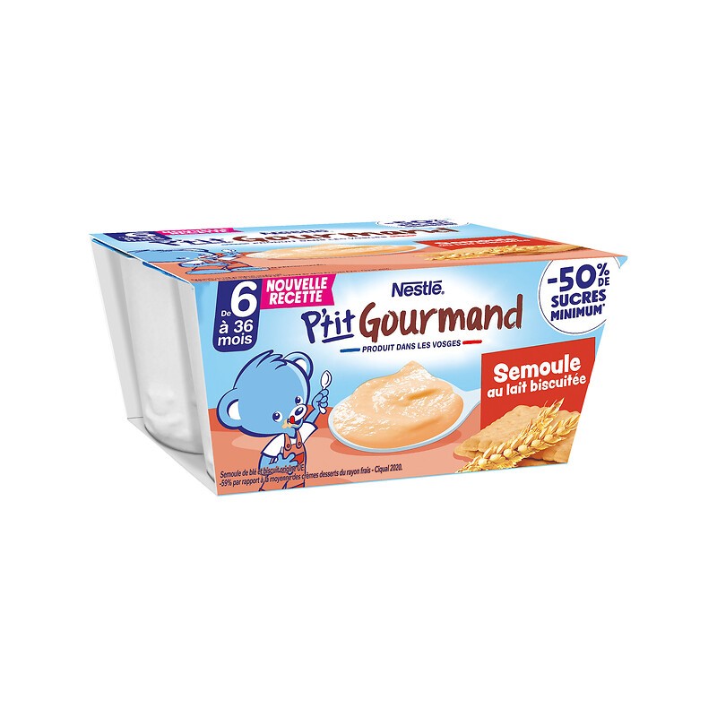 Petit pot t'tit gourmand dessert à la semoule au lait biscuité dès 6 mois 4x100g