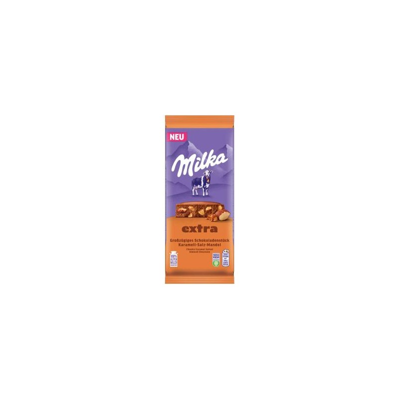 Tablette de chocolat au lait extra caramel sel amande 190g