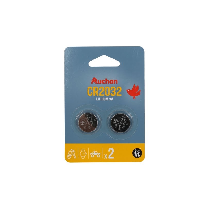 Piles bouton CR2032 lithium 3V x2
