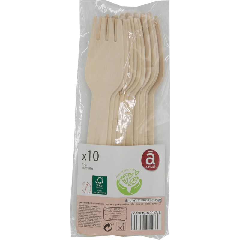 Fourchettes en Bois Planet Friendly x10