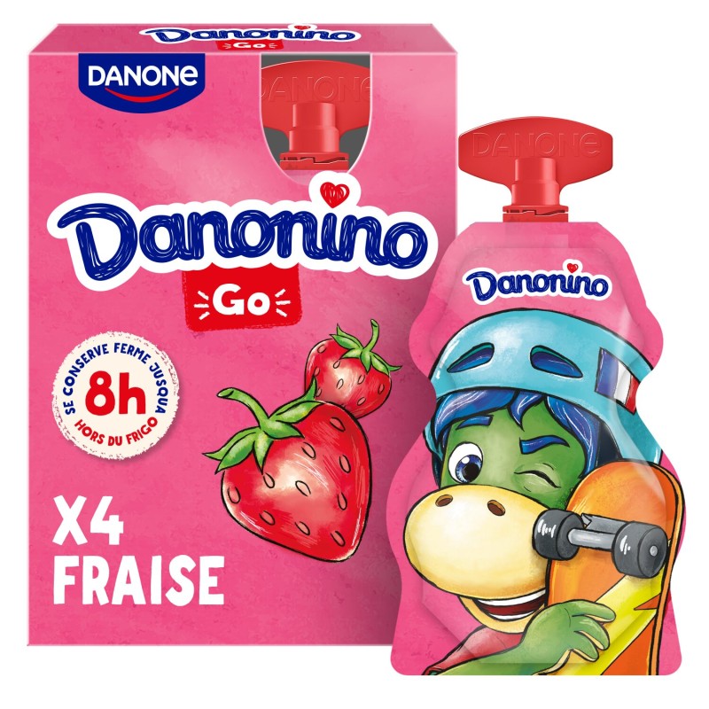 Danonino Yaourt en gourde à boire fraise 4x70g