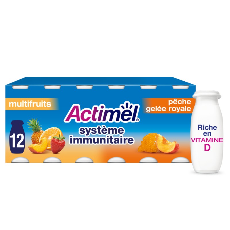 Yaourt à Boire Multifruits Pêche Gelée Royale 12x100g