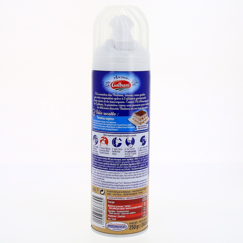 Crème mascarpone UHT en bombe 250g