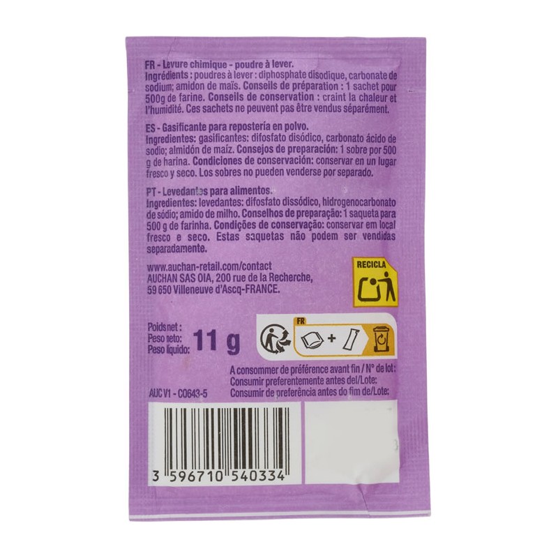 Levure chimique les pâtissiers x6 66g