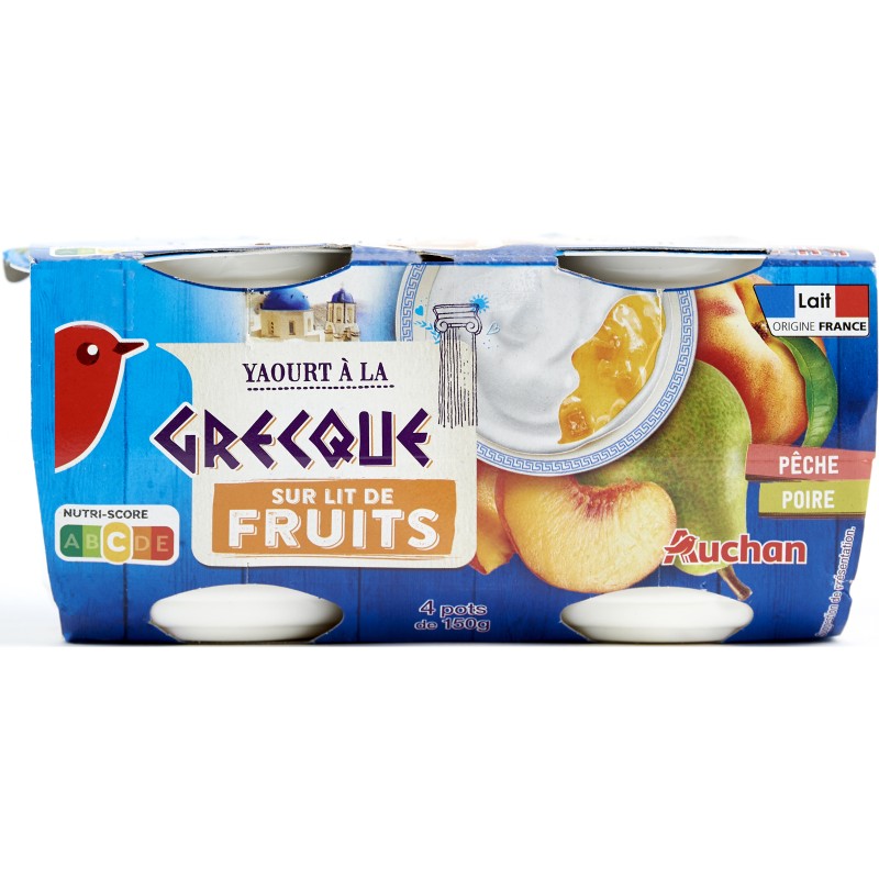 Yaourt à la grecque sur lit de poires pêches 4x150g