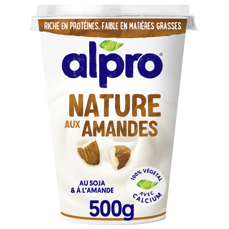 Yaourt végétal nature au soja et amande 500g