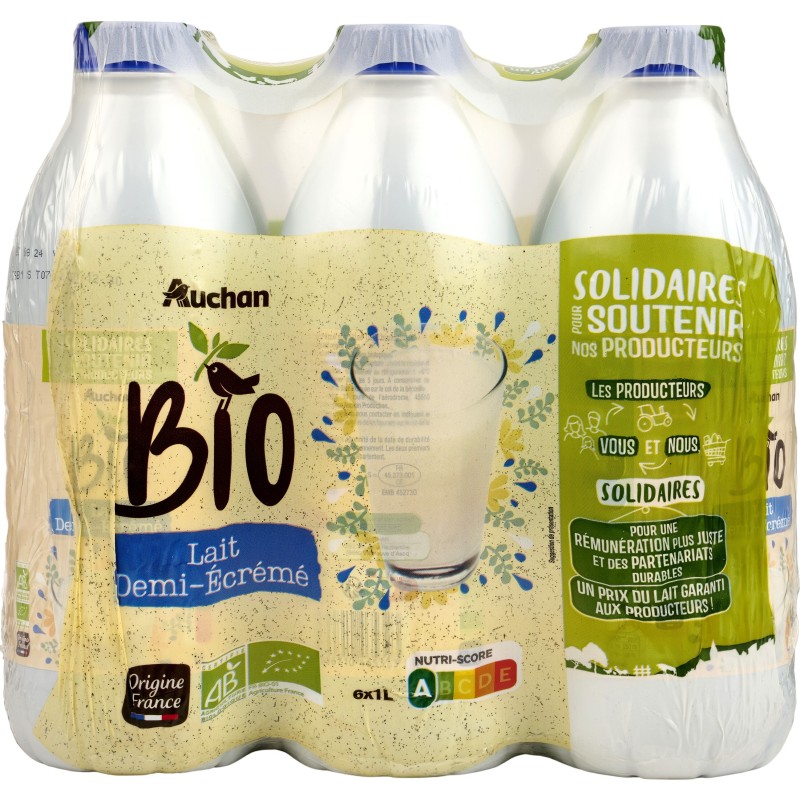 CULTIVONS LE BON Solidaires Lait demi-écrémé équitable UHT bio 6x1l