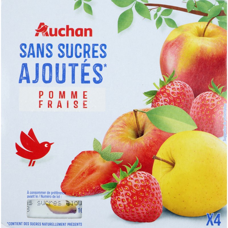 Compote pomme fraise sans sucres ajoutés 4x100g