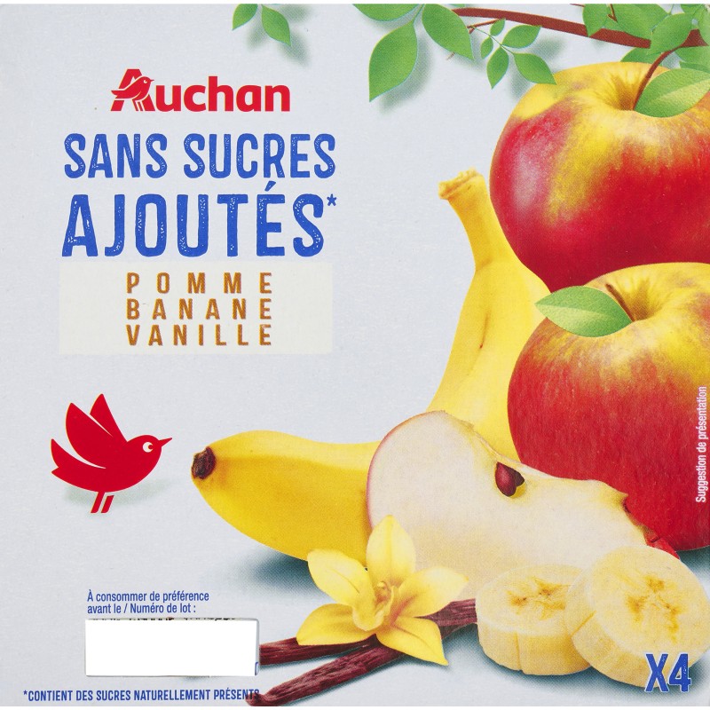Compote pomme banane vanille sans sucres ajoutés 4x100g